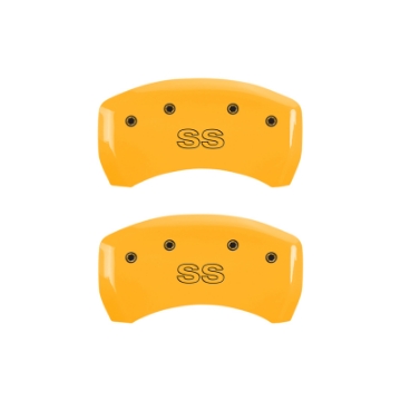 Picture of MGP 4 Caliper Covers Engraved Front & Rear Classic-SS Yellow Finish Black Char 2000 Chevrolet Camaro