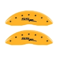 Picture of MGP 4 Caliper Covers Engraved Front & Rear Ssr Yellow Finish Black Char 2008 Chevrolet Trailblazer