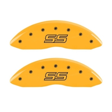 Picture of MGP 4 Caliper Covers Engraved Front & Rear Trailblazer SS Yellow Finish Black Char 2004 Chevy SSR