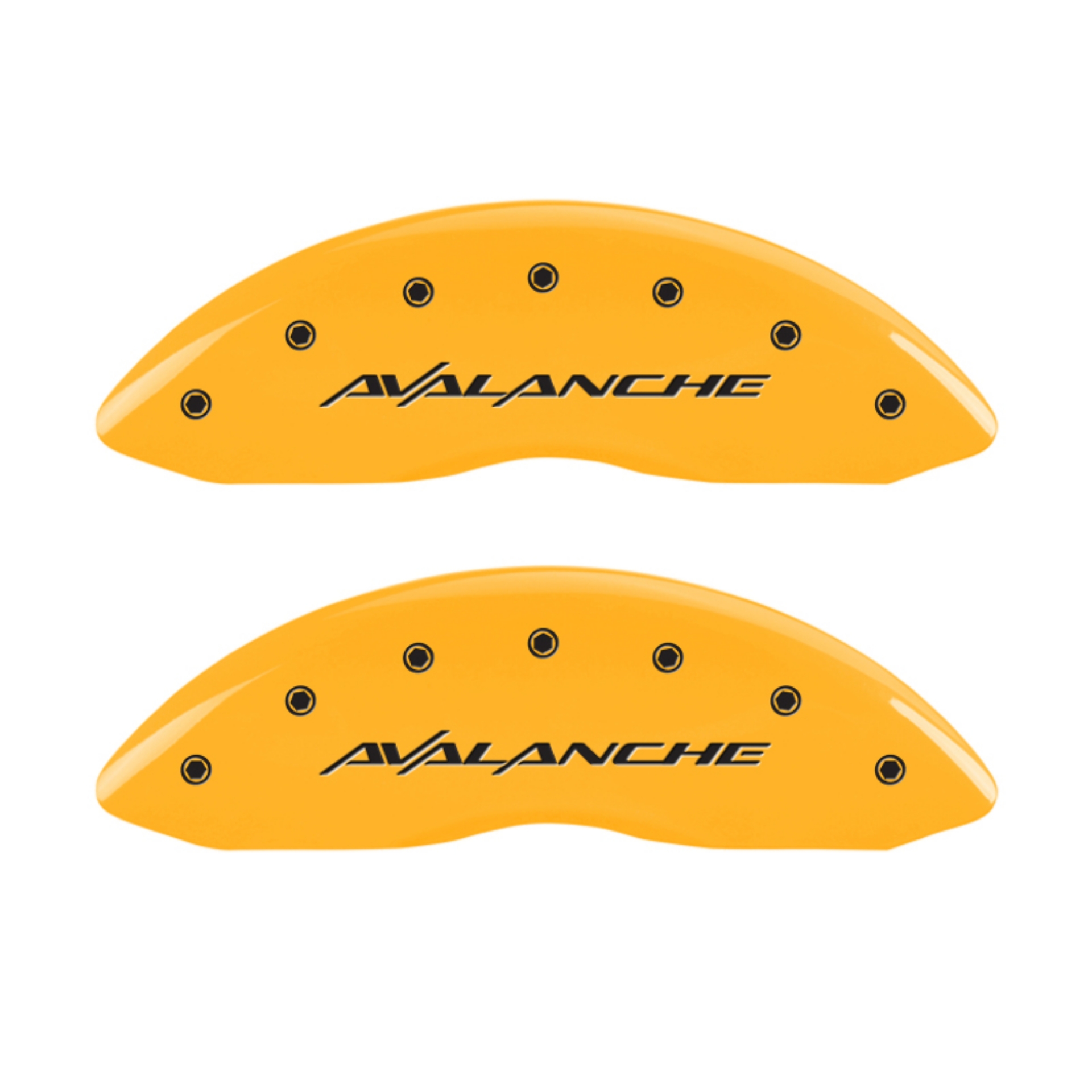 Picture of MGP 4 Caliper Covers Engraved F & R Avalanche Yellow Finish Black Char 2000 Chevrolet Silverado 2500