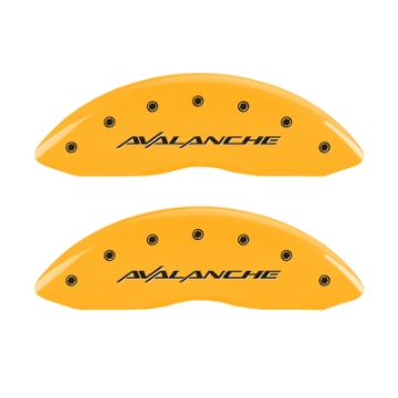 Picture of MGP 4 Caliper Covers Engraved F & R Avalanche Yellow Finish Black Char 2000 Chevrolet Silverado 2500
