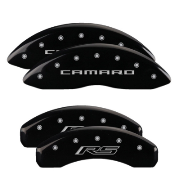 Picture of MGP 4 Caliper Covers Engraved Front & Rear Impala Yellow Finish Black Char 2002 Chevrolet Impala