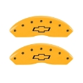 Picture of MGP 2 Caliper Covers Engraved Front Bowtie Yellow Finish Black Char 1999 Chevrolet Tahoe