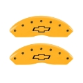 Picture of MGP 2 Caliper Covers Engraved Front Bowtie Yellow Finish Black Char 1999 Chevrolet Tahoe
