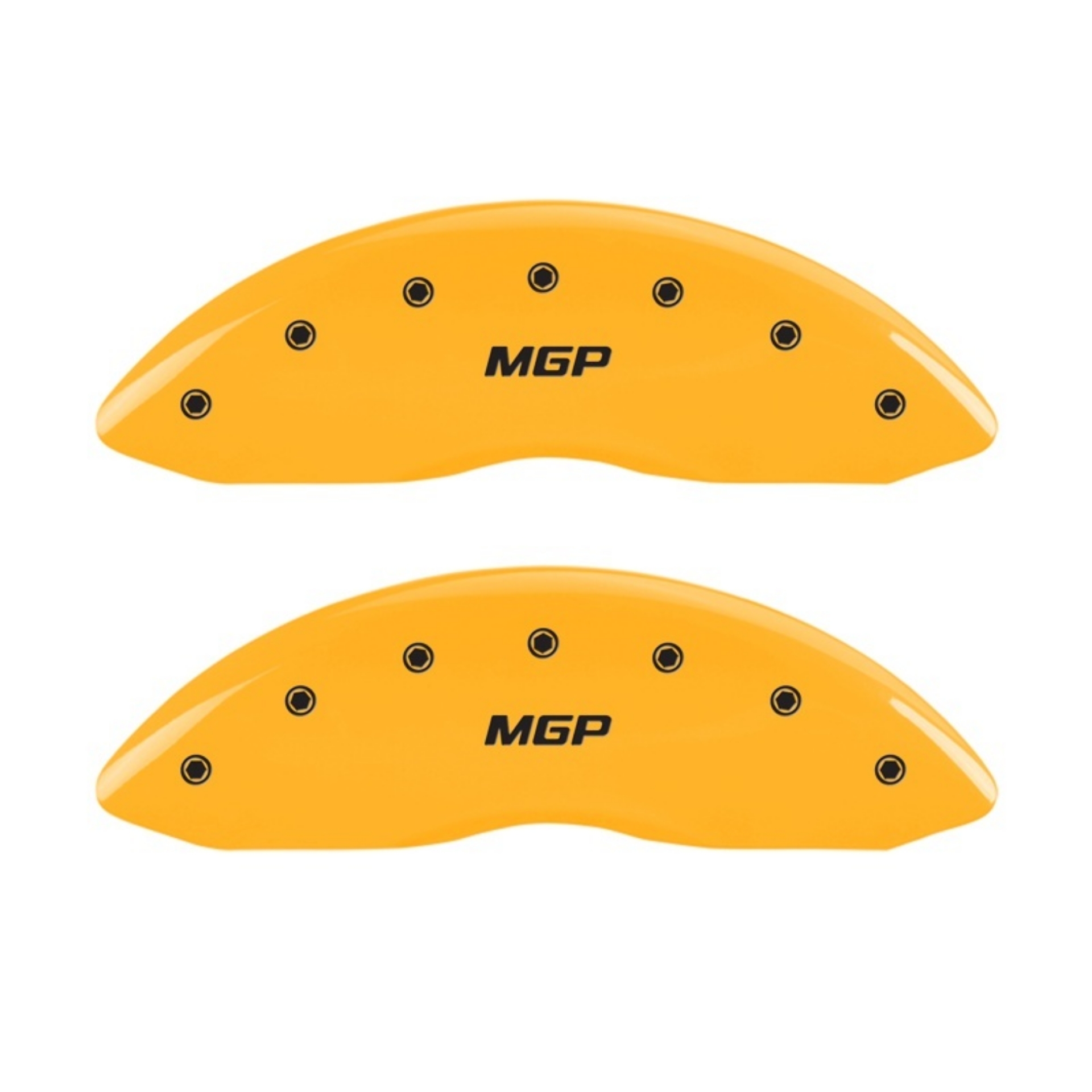 Picture of MGP 2 Caliper Covers Engraved Front MGP Yellow Finish Black Char 2005 Chevy Silverado 1500