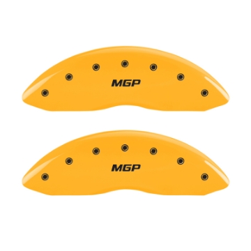Picture of MGP 2 Caliper Covers Engraved Front MGP Yellow Finish Black Char 2005 Chevy Silverado 1500