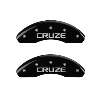 Picture of MGP 4 Caliper Covers Engraved Front & Rear Cruze Black Finish Silver Char 2017 Chevrolet Cruze