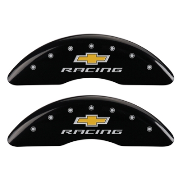Picture of MGP 4 Caliper Covers Engraved F & R Chevy Racing Black Finish Silver Char 2019 Chevrolet Camaro