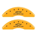 Picture of MGP 4 Caliper Covers Engraved F & R Chevy Racing Yellow Finish Black Char 2016 Chevrolet Camaro