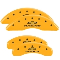 Picture of MGP 4 Caliper Covers Engraved F & R Chevy Racing Yellow Finish Black Char 2016 Chevrolet Camaro