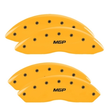 Picture of MGP 4 Caliper Covers Engraved Front & Rear MGP Yellow Finish Black Char 2014 Chevrolet Express 2500