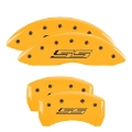 Picture of MGP 4 Caliper Covers Engraved Front & Rear Bowtie Yellow Finish Black Char 2015 Chevrolet SS