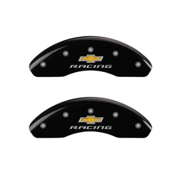 Picture of MGP 4 Caliper Covers Engraved F & R Chevy Racing Black Finish Silver Char 2019 Chevrolet Equinox