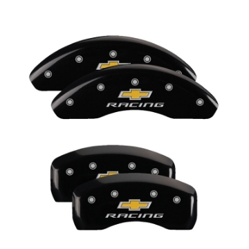 Picture of MGP 4 Caliper Covers Engraved F & R Chevy Racing Black Finish Silver Char 2019 Chevrolet Equinox