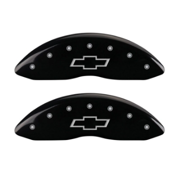 Picture of MGP 4 Caliper Covers Engraved Front & Rear MGP Black Finish Silver Char 2018 Chevrolet Traverse