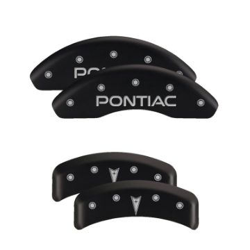 Picture of MGP 4 Caliper Covers Engraved Front & Rear MGP Black Finish Silver Char 2018 Nissan Armada