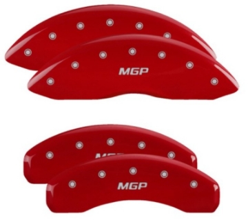 Picture of MGP 4 Caliper Covers Engraved Front & Rear MGP Red Finish Silver Char 2019 Nissan Armada