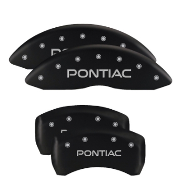 Picture of MGP 4 Caliper Covers Engraved Front & Rear Pontiac Black Finish Silver Char 2008 Pontiac G8