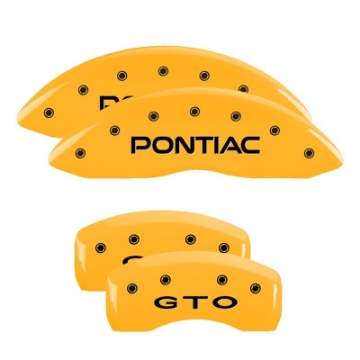 Picture of MGP 4 Caliper Covers Engraved Front Pontiac Rear Gxp Yellow Finish Black Char 2008 Pontiac G8