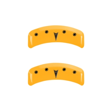 Picture of MGP 4 Caliper Covers Engraved Front Pontiac Rear Arrow Yellow Finish Blk Char 1997 Pontiac Firebird