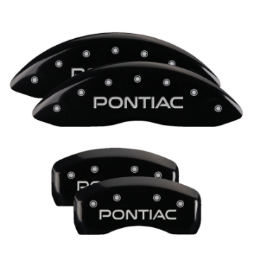 Picture of MGP 4 Caliper Covers Engraved Front & Rear Pontiac Black Finish Silver Char 2004 Pontiac GTO