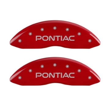 Picture of MGP 4 Caliper Covers Engraved Front Pontiac Rear Arrow Red Finish Silver Char 04 Pontiac Bonneville