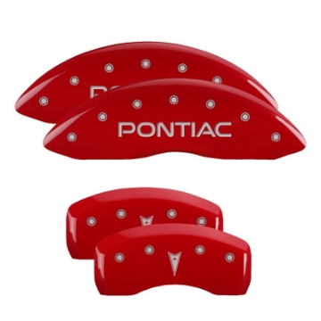 Picture of MGP 4 Caliper Covers Engraved Front Pontiac Rear Arrow Red Finish Silver Char 04 Pontiac Bonneville