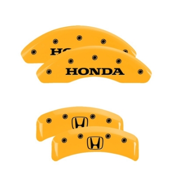 Picture of MGP 4 Caliper Covers Engraved Front & Rear MGP Yellow Finish Black Char 2003 Honda Element