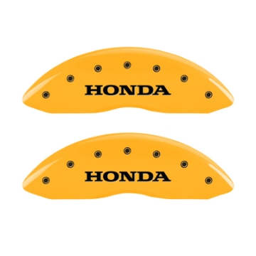 Picture of MGP 4 Caliper Covers Engraved Front & Rear Honda Yellow Finish Black Char 2009 Honda Ridgeline