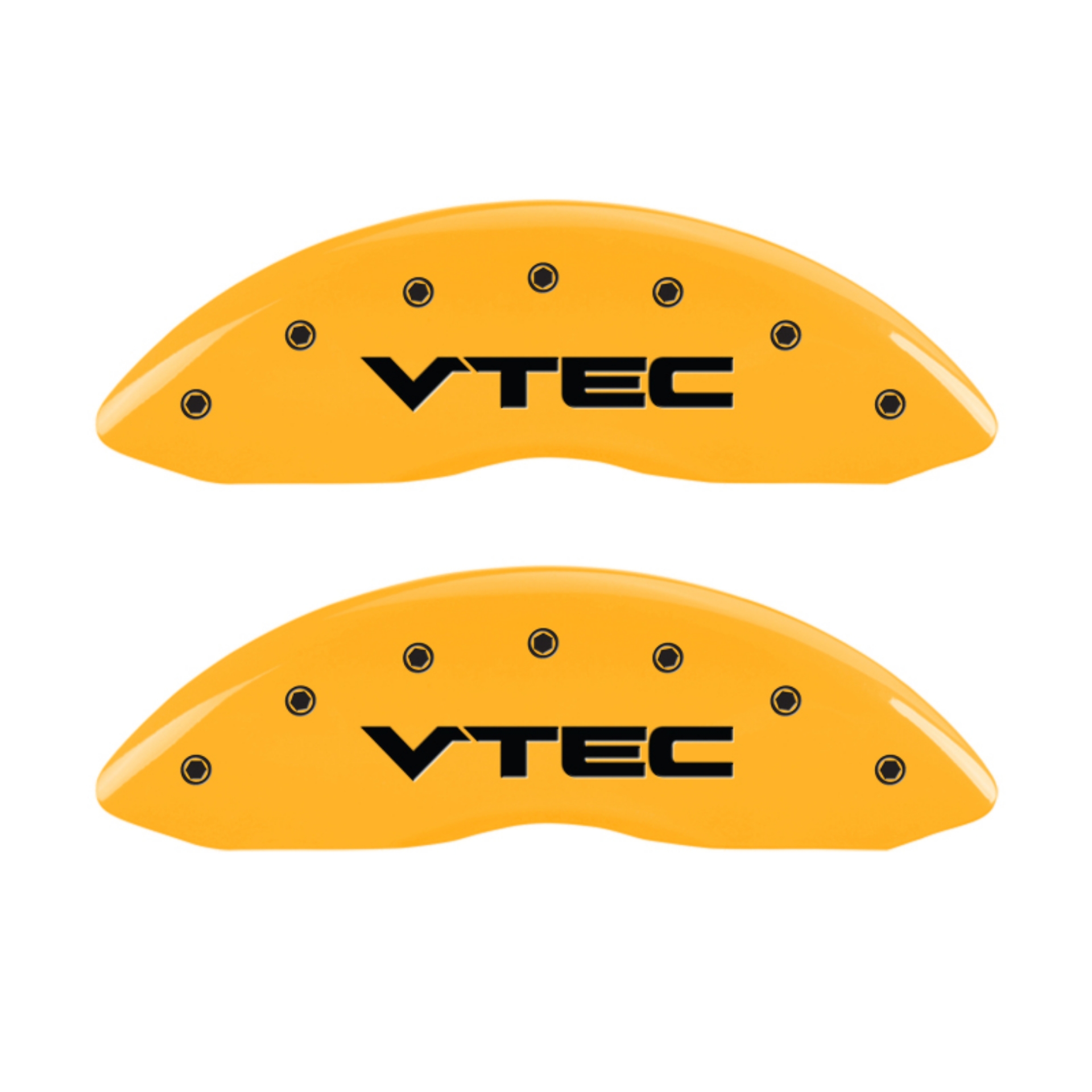 Picture of MGP 4 Caliper Covers Engraved Front & Rear Vtech Yellow Finish Black Char 2009 Honda Ridgeline