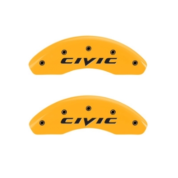 Picture of MGP 2 Caliper Covers Engraved Front 2015-Civic Yellow Finish Black Char 2011 Honda Civic