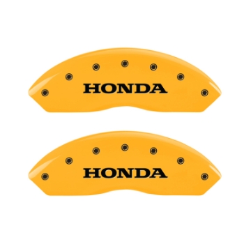 Picture of MGP 4 Caliper Covers Engraved Front & Rear Honda Yellow Finish Black Char 2006 Honda Accord