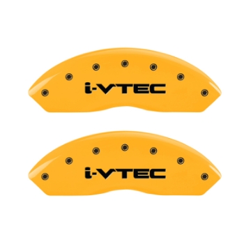 Picture of MGP 4 Caliper Covers Engraved Front & Rear I-Vtec Yellow Finish Black Char 2007 Honda Accord