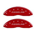 Picture of MGP 4 Caliper Covers Engraved Front & Rear Ridgeline Red Finish Silver Char 2017 Honda Ridgeline