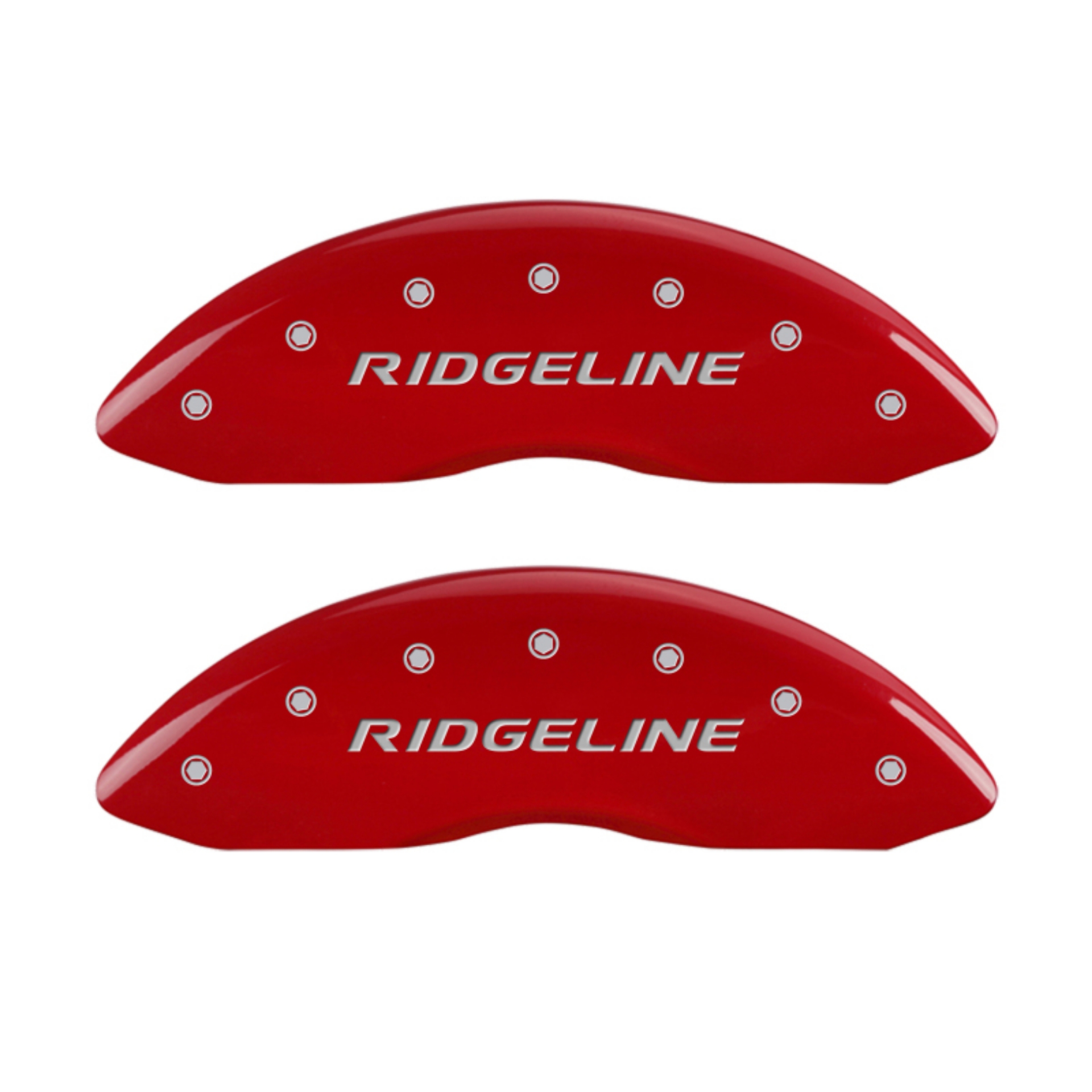 Picture of MGP 4 Caliper Covers Engraved Front & Rear Ridgeline Red Finish Silver Char 2017 Honda Ridgeline