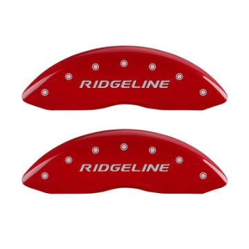 Picture of MGP 4 Caliper Covers Engraved Front & Rear Ridgeline Red Finish Silver Char 2017 Honda Ridgeline