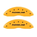 Picture of MGP 4 Caliper Covers Engraved Front & Rear Ridgeline Yellow Finish Black Char 2019 Honda Ridgeline