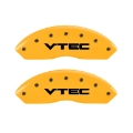 Picture of MGP 4 Caliper Covers Engraved Front & Rear Vtech Yellow Finish Black Char 2005 Honda Pilot