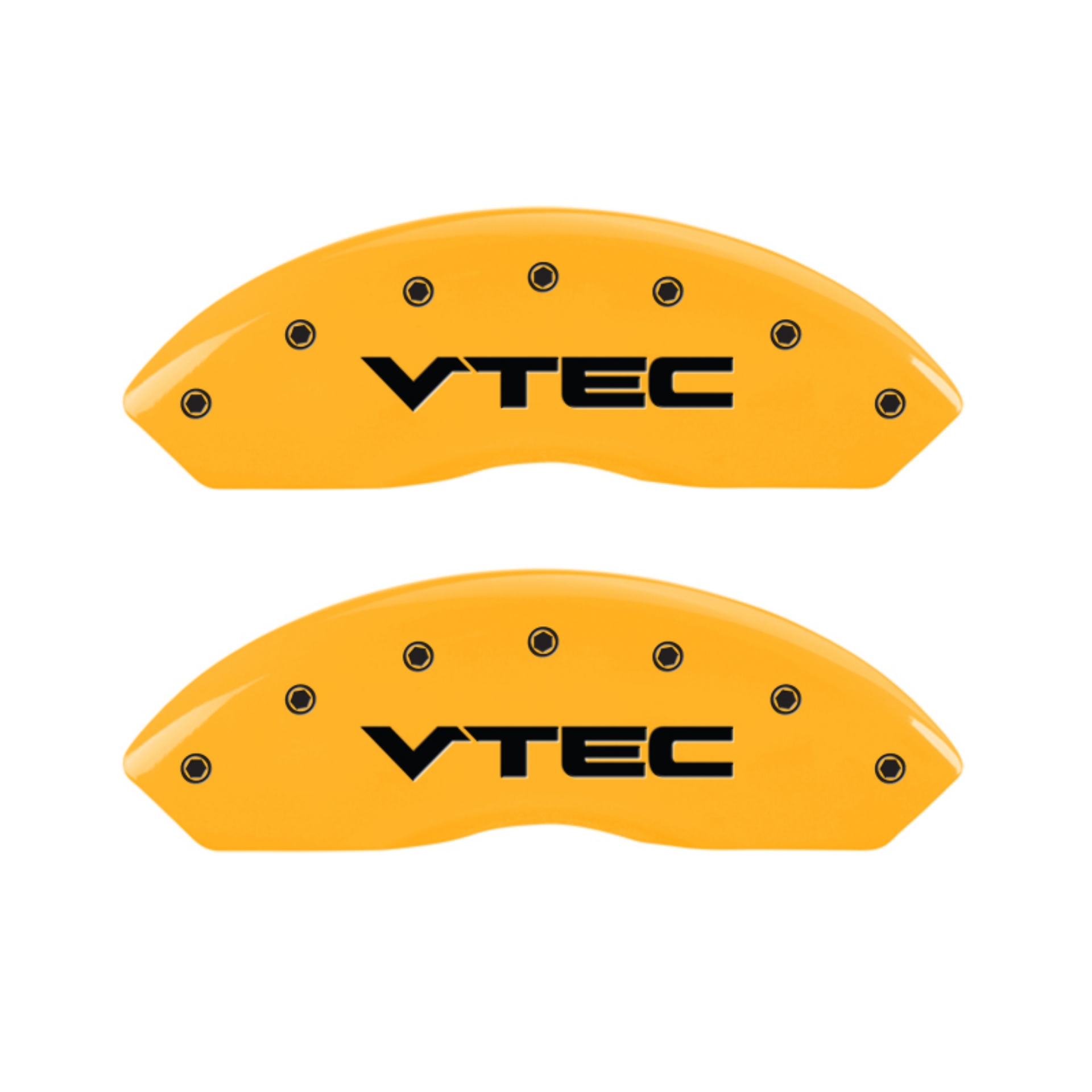 Picture of MGP 4 Caliper Covers Engraved Front & Rear Vtech Yellow Finish Black Char 2005 Honda Pilot