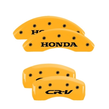 Picture of MGP 4 Caliper Covers Engraved Front Honda Rear CR-V Yellow Finish Black Char 2018 Honda CR-V