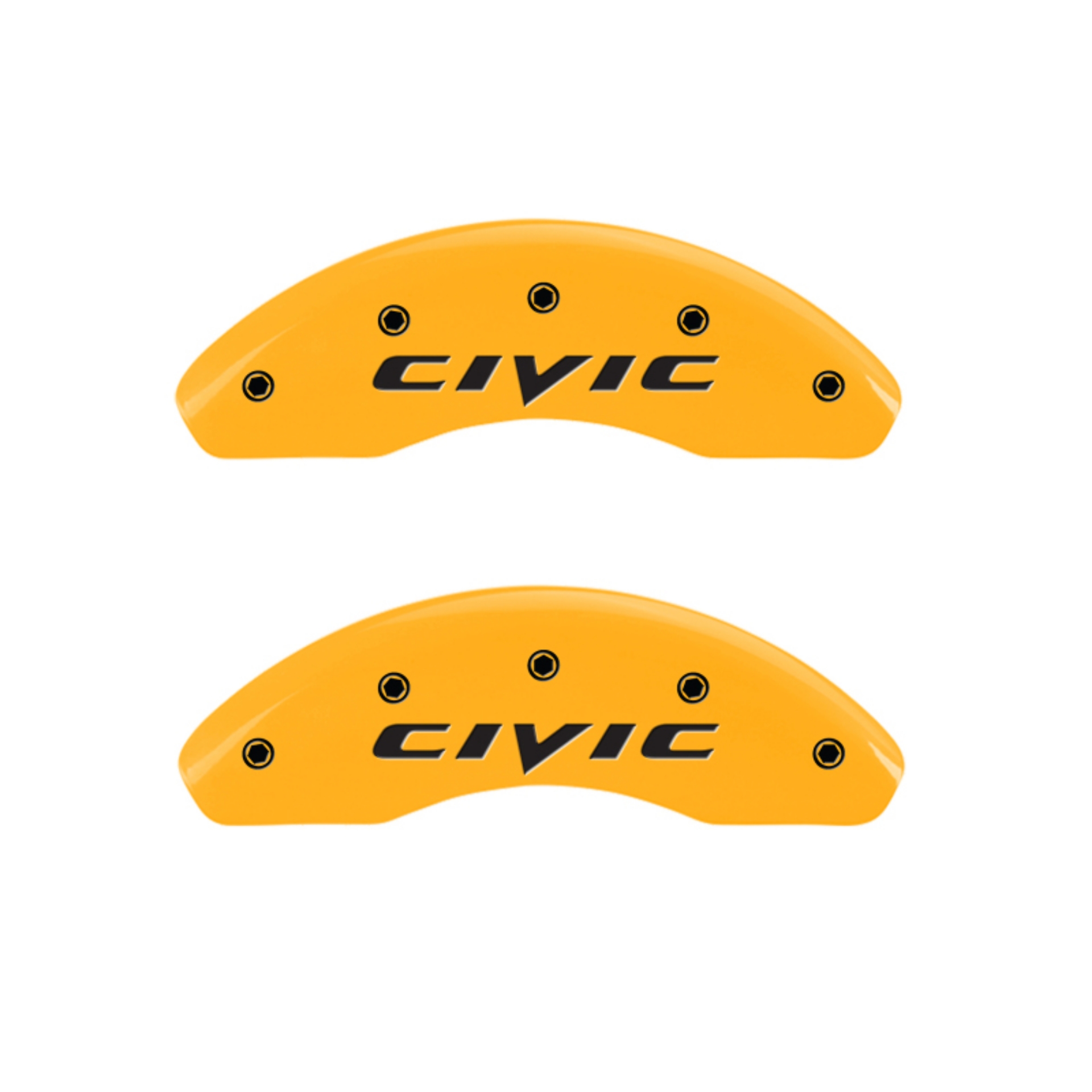 Picture of MGP 4 Caliper Covers Engraved Front & Rear MGP Yellow Finish Black Char 2017 Honda Civic