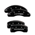 Picture of MGP 4 Caliper Covers Engraved Front & Rear I-Vtec Black Finish Silver Char 2018 Honda Accord