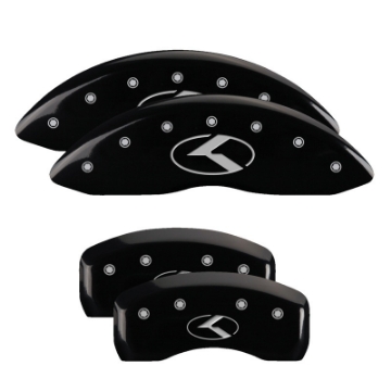 Picture of MGP 4 Caliper Covers Engraved Front & Rear Circle K-Kia Black Finish Silver Char 2019 Kia Optima