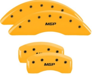 Picture of MGP 4 Caliper Covers Engraved Front & Rear MGP Yellow Finish Black Char 2017 Kia Sportage