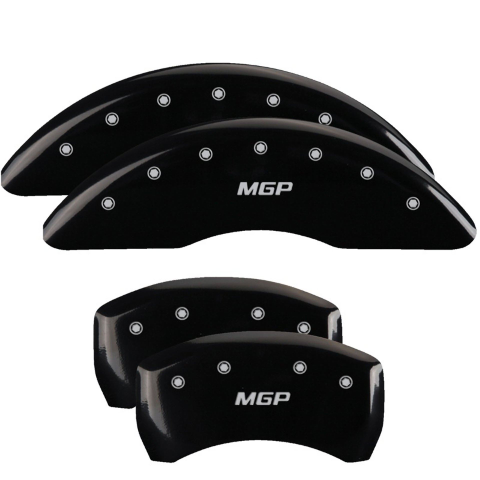 Picture of MGP 4 Caliper Covers Engraved Front & Rear MGP Black Finish Silver Char 2016 Mercedes-Benz SL550