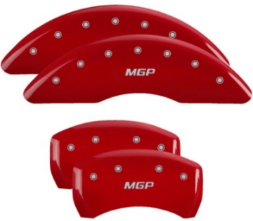 Picture of MGP 4 Caliper Covers Engraved Front & Rear MGP Red Finish Silver Char 2019 Mercedes-Benz GLE43 AMG