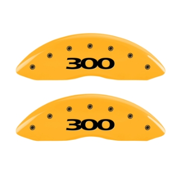 Picture of MGP 4 Caliper Covers Engraved Front & Rear 300 Yellow Finish Black Char 2007 Chrysler 300
