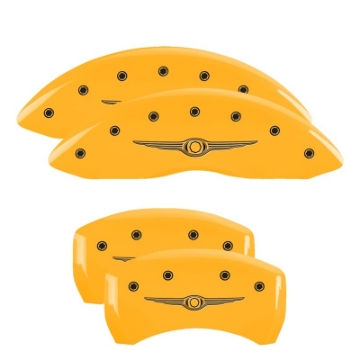 Picture of MGP 4 Caliper Covers Engraved F & R Style 1-Chrysler Wing Yellow Finish Black Char 2005 Chrysler 300