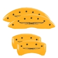 Picture of MGP 4 Caliper Covers Engraved Front & Rear Mopar Yellow Finish Black Char 2008 Chrysler Aspen