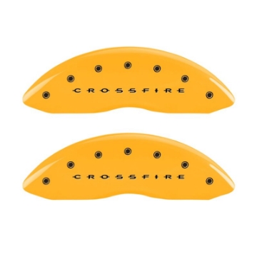 Picture of MGP 4 Caliper Covers Engraved F & R Crossfire Yellow Finish Black Char 2005 Chrysler Crossfire